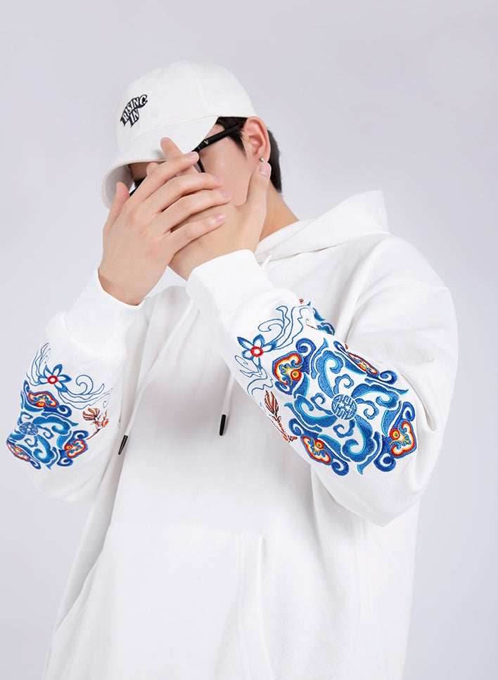 KH9201 Fish Art Embroidery Hoodie - Black / S