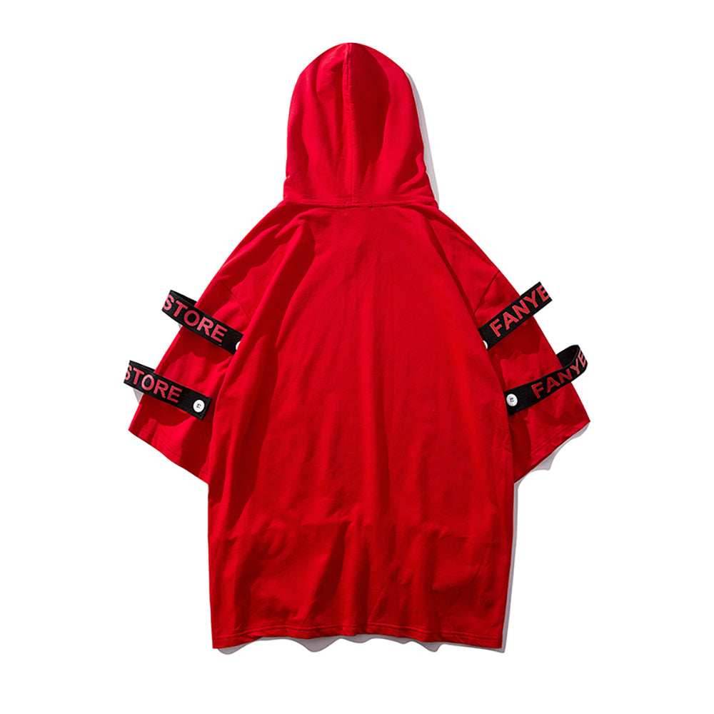 Red Solo Movement Short Sleeves Hoodie - Red / S