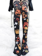 'Pumpkin Market' Limited Halloween Leg Tights - one sized / Ghost Party