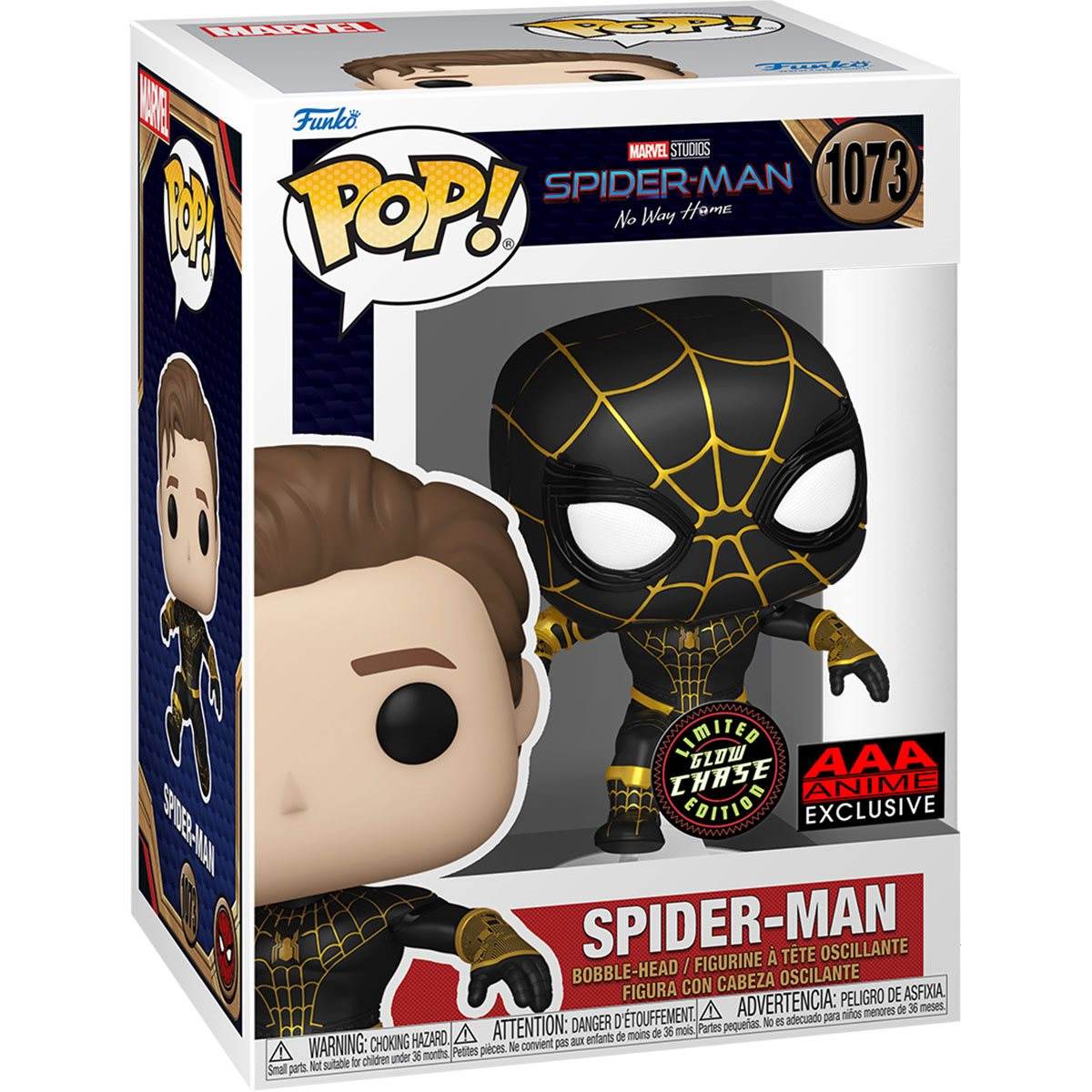 Funko Pop! Marvel: Spider-Man No Way Home - Unmasked Spider-Man Black Suit CHASE AAA Anime Exclusive - 
