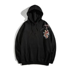 KH9197 Red Koi Embroidery Hoodie - Black / S