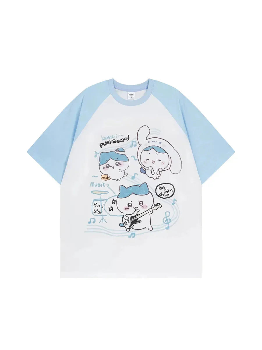 'Playground' Streetstyle Kawaii Chiikawa Prints T Shirts