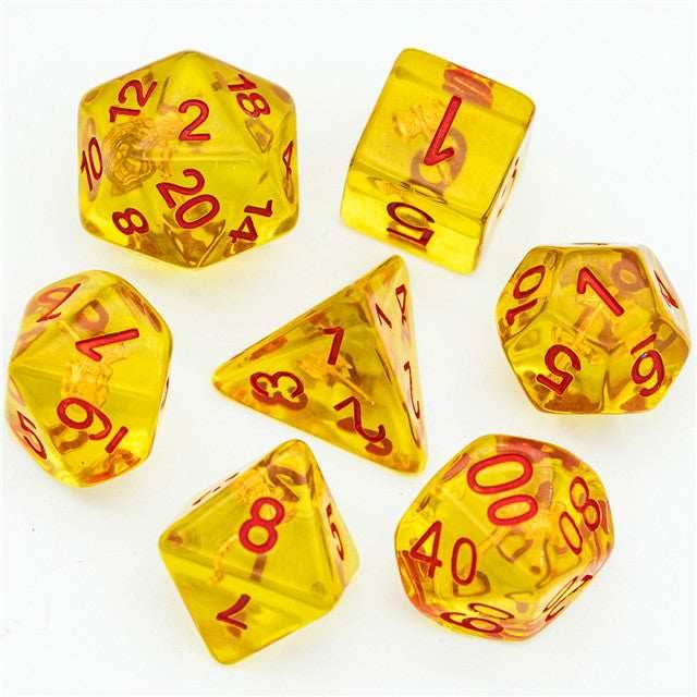 Barbarian (Axe) Yellow Dice w/ Golden Axe 7-Dice Set Rpg - 
