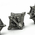 Vintage Silver Pinwheel Strengthened Metal 7-Dice Set | Metal DND Dice - 