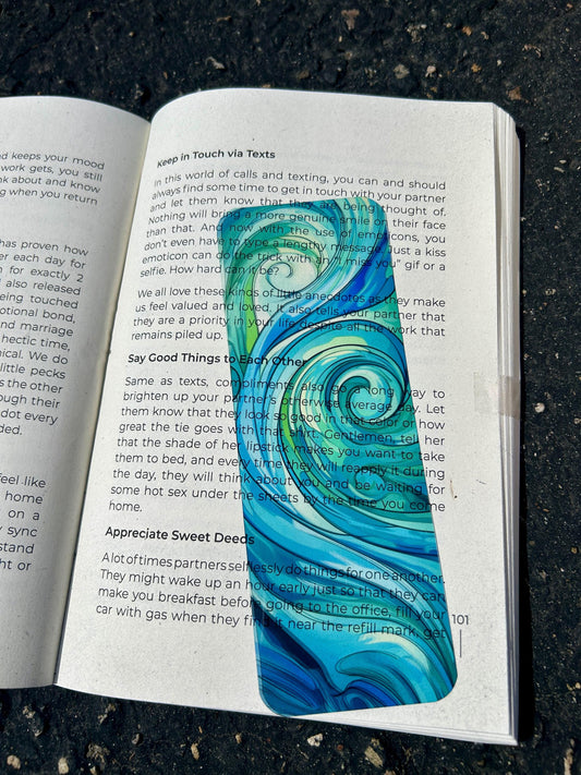 Abstract Ocean Wave Bookmark – Vibrant Beach-Inspired Art, Coastal Design, Unique Ocean Lover Gift, Perfect for Bookworms