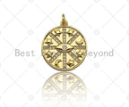 Clear CZ Micro Pave Evil Eye Star On Round Coin Shaped Pendant/Charm, Star Cubic Zirconia Pendant Charm, 20mm,sku#Y334