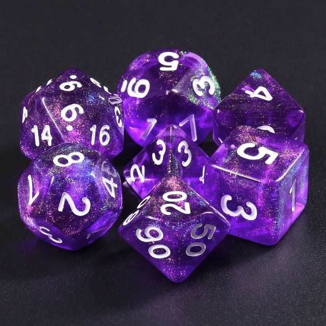 Diamond Purple with White Numbering 7-Dice Set RPG - 