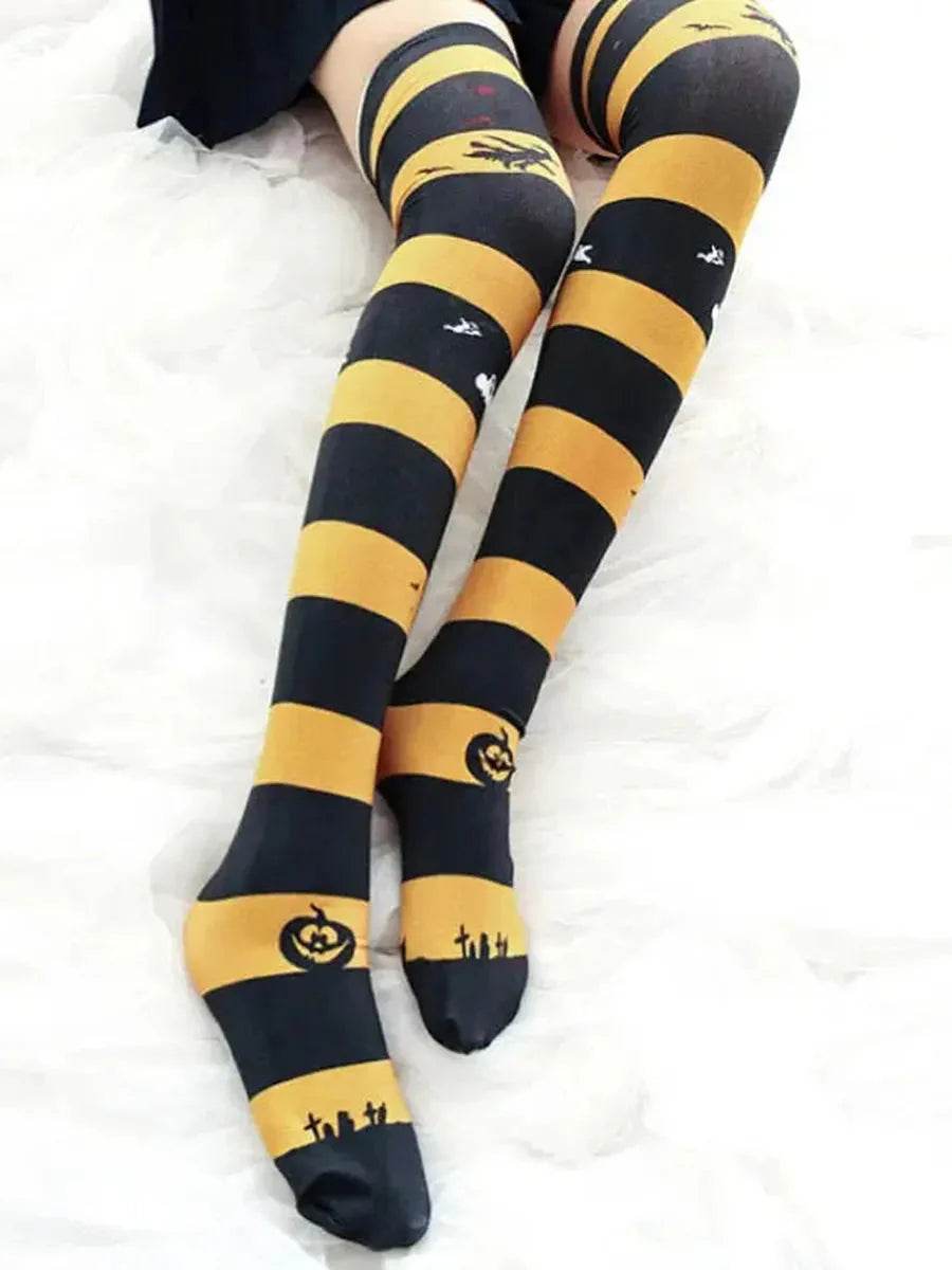 'Pumpkin Market' Limited Halloween Leg Tights - one sized / Ghost Party