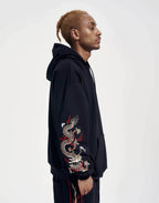 KH9190 Dragon Embroidery Hoodie - Black / S