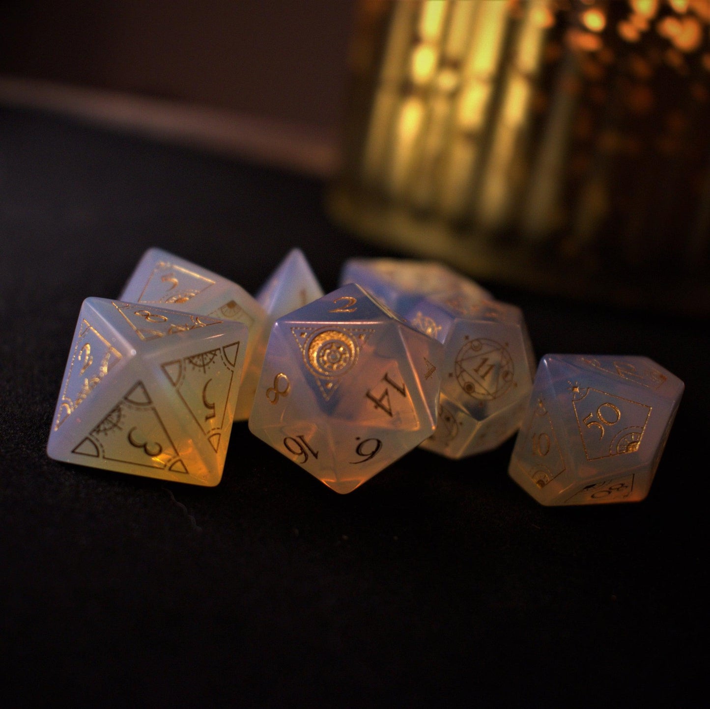 Fabled Mark Opalite Stone Dice Set