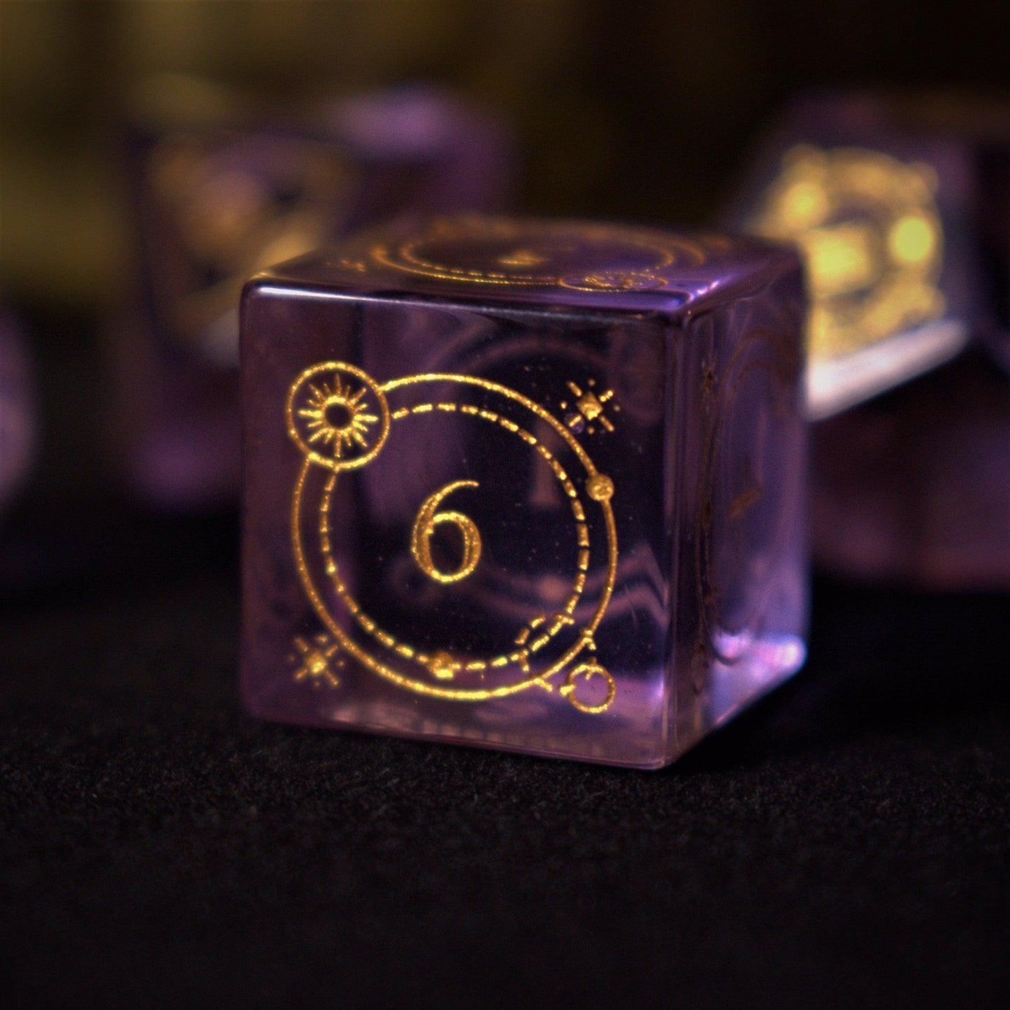 Fabled Mark Purple Glass Dice Set