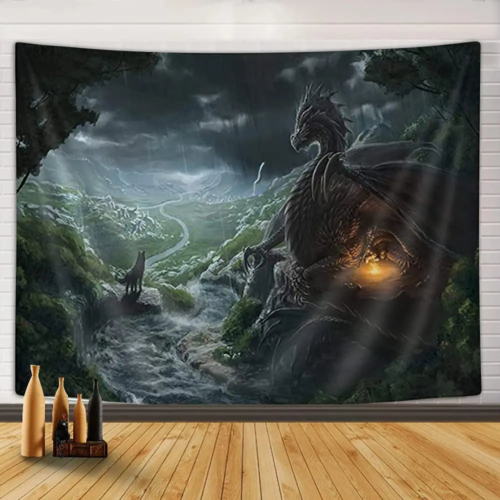 Fairytale Archway Tapestry Enchanted Forest Tapestry Wall Hanging Hazy Dark Mood Landscape Wall Tapestry Wall Art Room Decor