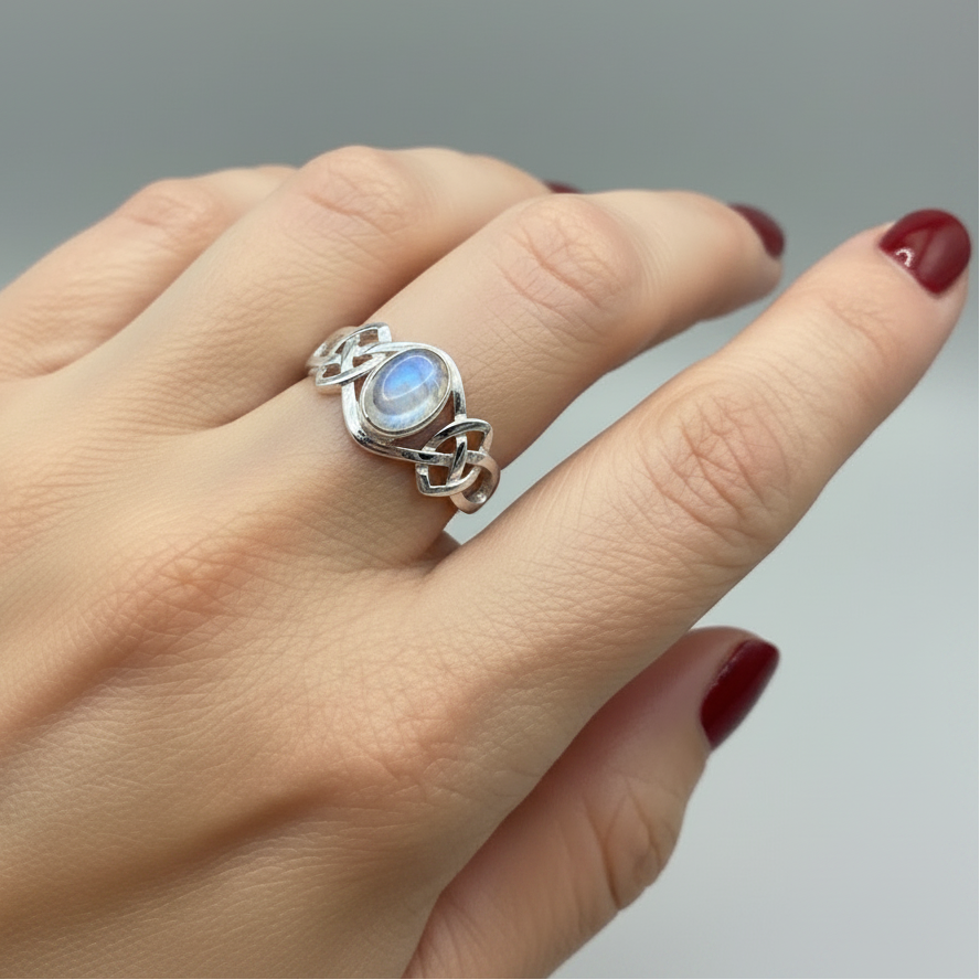 Celeste Celtic Knot Moonstone Ring