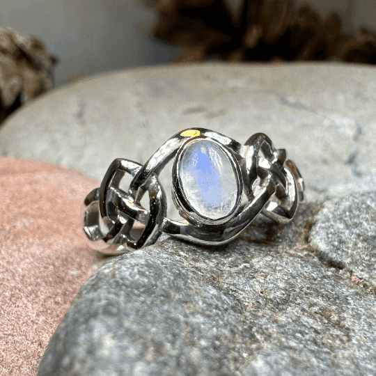 Celeste Celtic Knot Moonstone Ring - 10