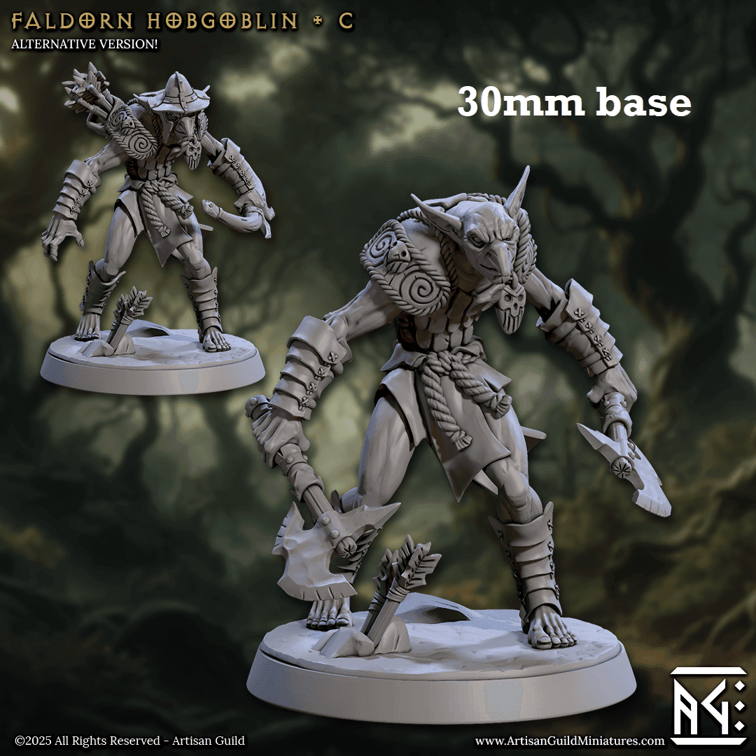 Faldorn Hobgoblin: Sculpt C (Male Hobgoblin Soldier) - No Helmet / Axe / Axe