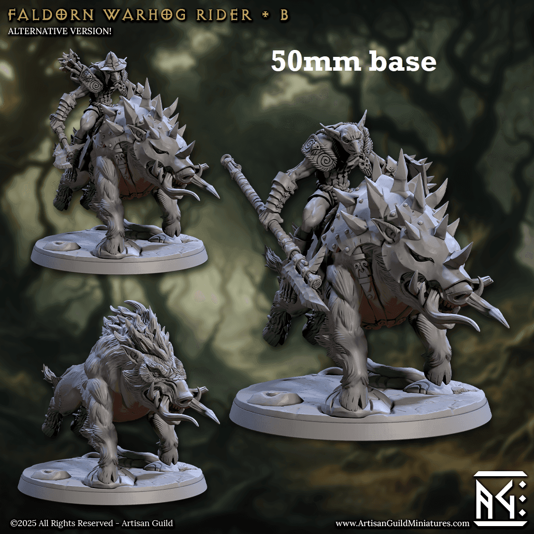 Faldorn Warhog Rider: Sculpt B (Hobgoblin Boar Calvary) - No Helmet / Shield / Poleaxe