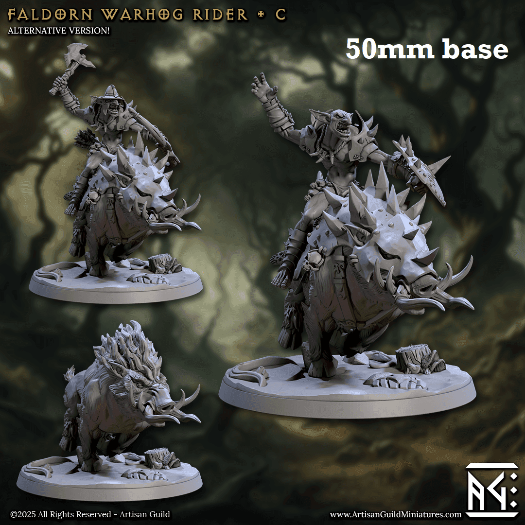 Faldorn Warhog Rider: Sculpt C (Hobgoblin Boar Calvary) - No Helmet / Shield / Empty