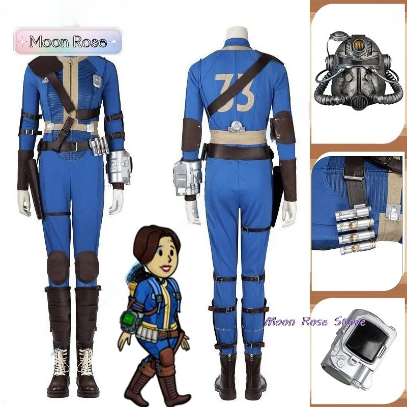 Fall Cos Out Cosplay Costume Uniform Helmet The Ghoul Blue Lucy Vault 33 Cosplay Jumpsuit Fantasia Outfit Props Mask Woman Man