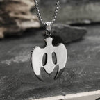 Fallen Angel Wings Stainless Steel Gem Pendant - Stainless Steel / Black