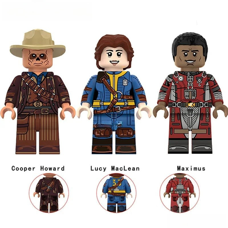 Fallout Lucy, Cooper, Maximus set of 3 Lego Minifigures Custom Toys