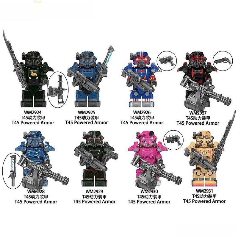 Fallout T-45 Power Armor Set of 8 Lego Minifigures Custom video Game Toys S5