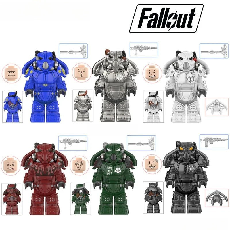 Fallout X-01 Power Armor Lego Minifigures Custom video Game Toys Set of 6 S3