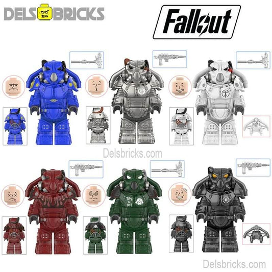 Fallout X-01 Power Armor Lego Minifigures Custom video Game Toys Set of 6 - 