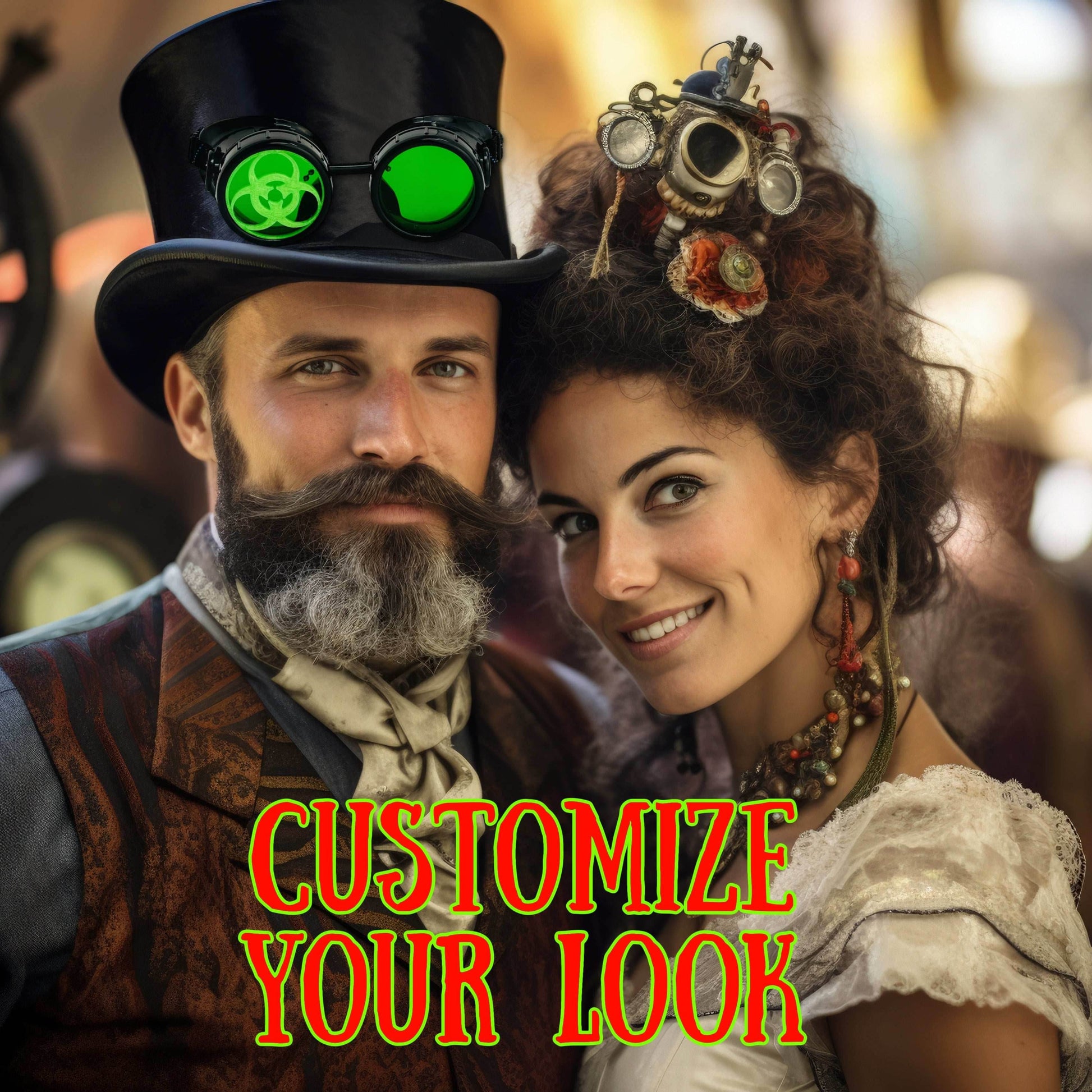 Steampunk Mad Scientist goggles biohazard cosplay glasses - red