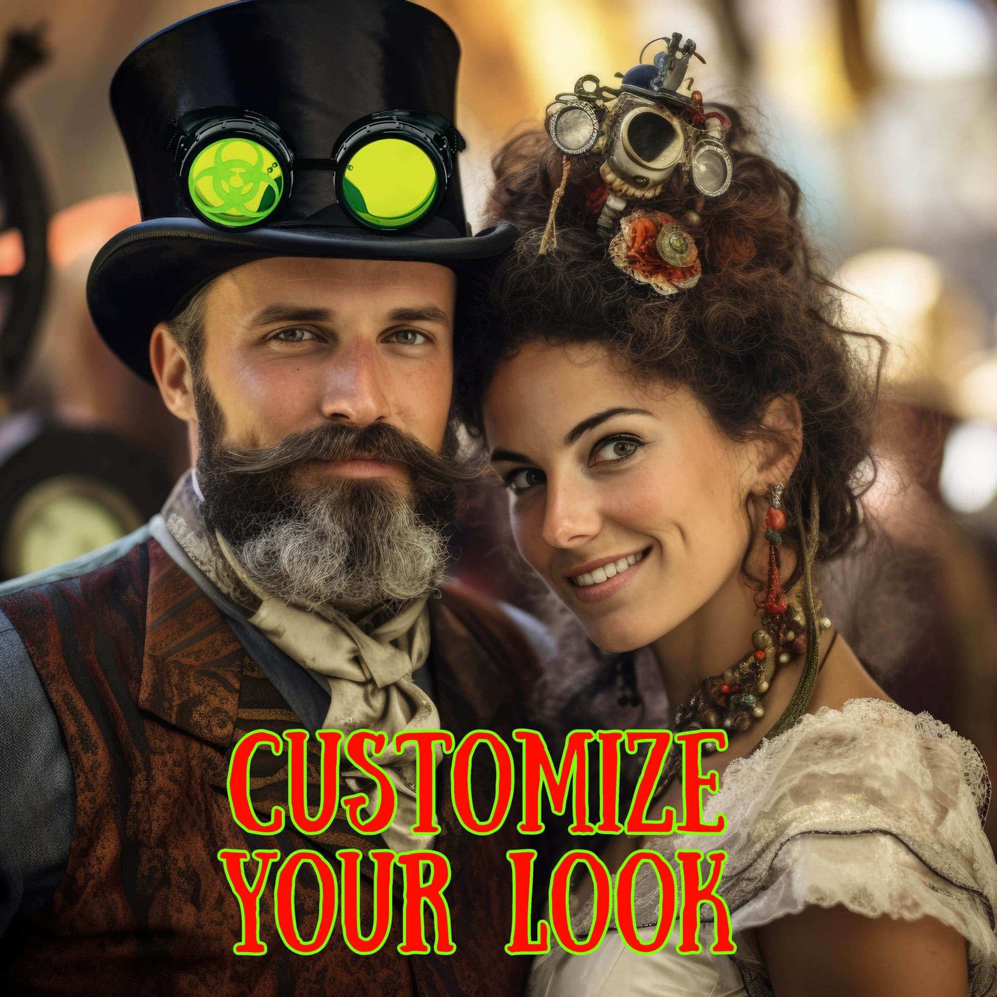 Steampunk Mad Scientist goggles biohazard cosplay glasses neon lenses - neon green