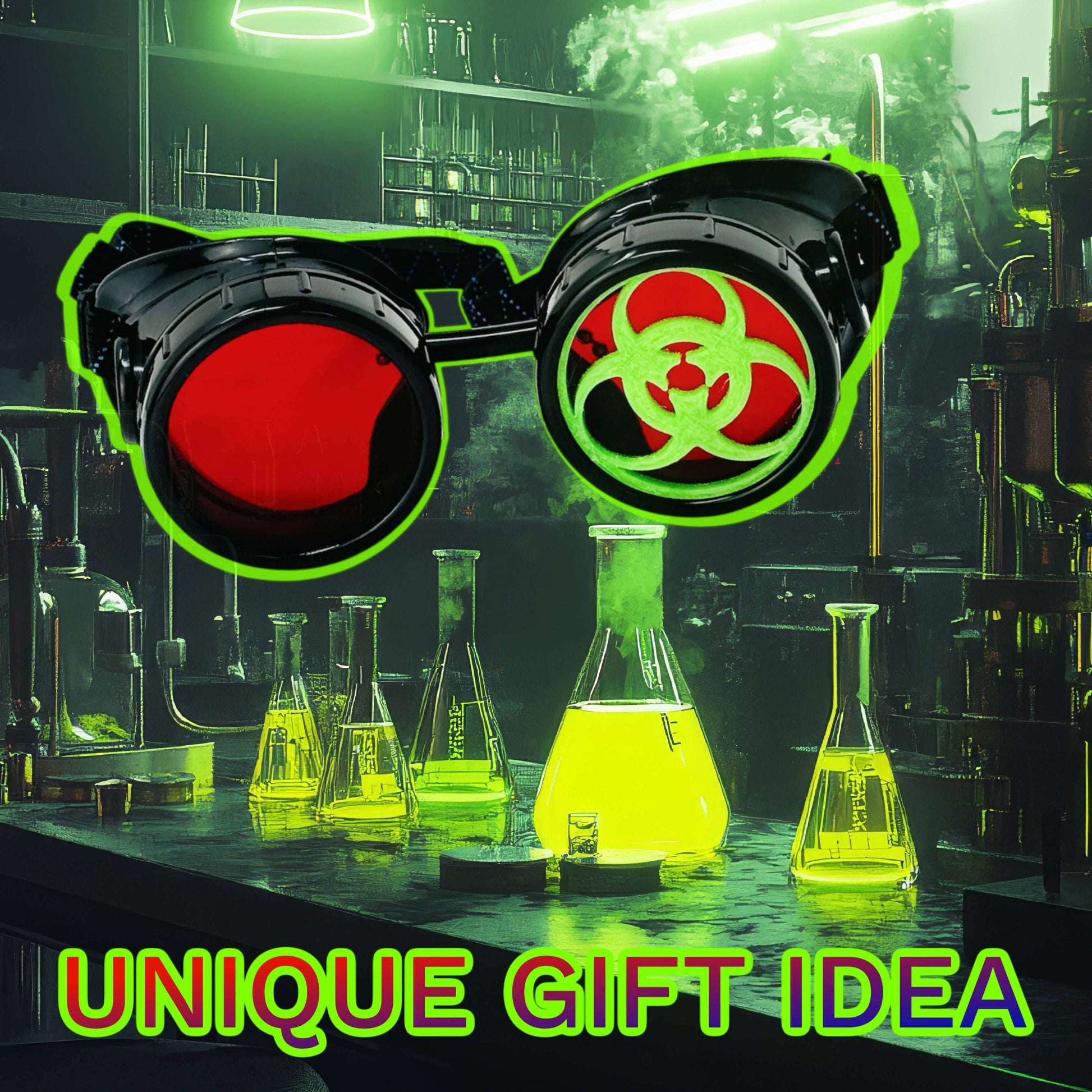Steampunk Mad Scientist goggles biohazard cosplay glasses - red