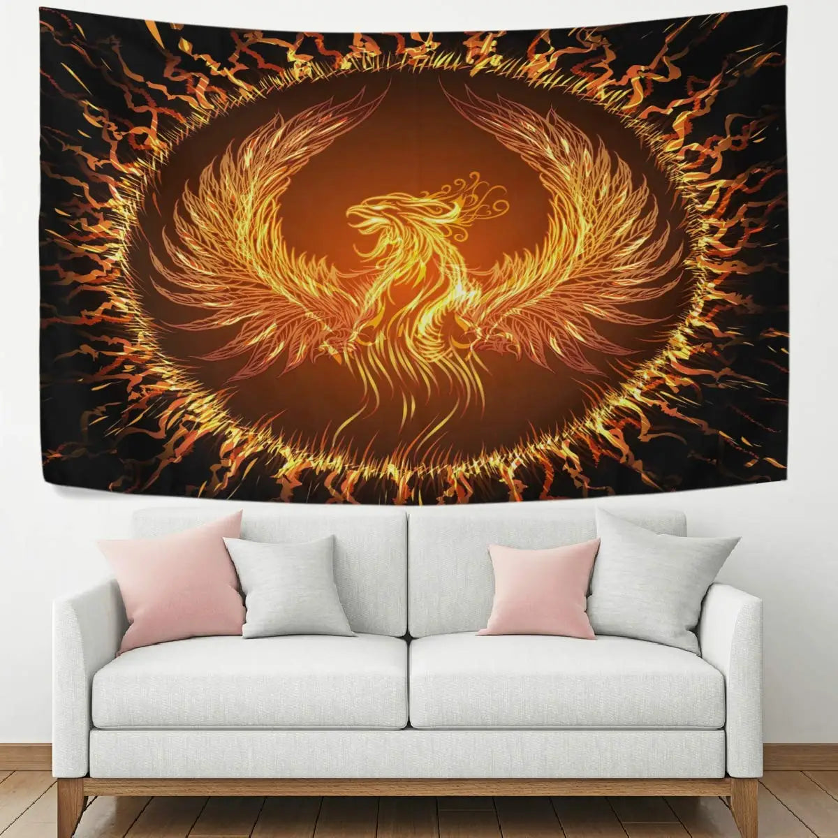 Fantasy Phoenix Bird Tapestry Red Anime Animal Hippie Tapestry Aesthetic Cool Tapestry Wall Hanging for Bedroom Dorm Home Decor