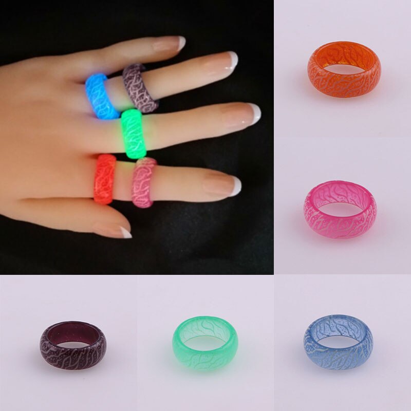 Fashion Luminous Crack Rings Unisex Trendy Temperament Joker Cool Pattern Luminous Resin Rings Personalized Geometry Accessories