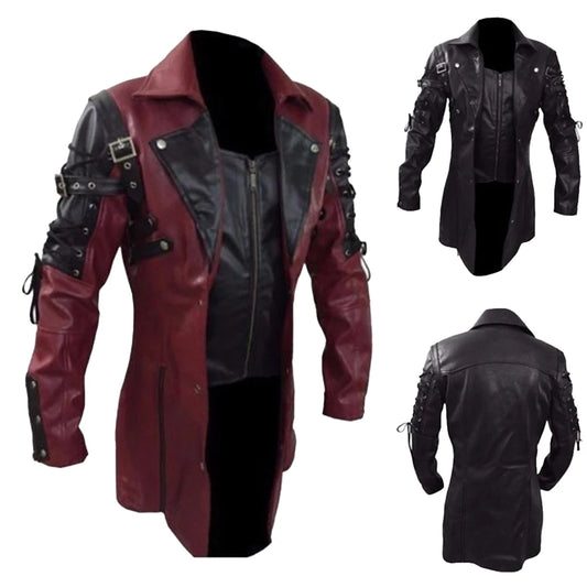 Fashion Trend Steam Cyberpunk Uninhibited Handsome Rock Roll Mens Gothic Windbreaker Motorcycle Autumn Winter Motorcycle Jacket