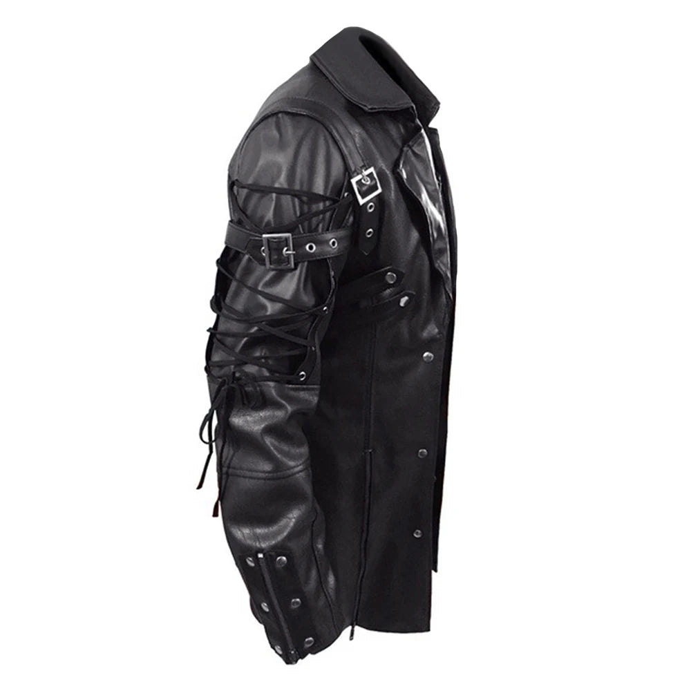 Fashion Trend Steam Cyberpunk Uninhibited Handsome Rock Roll Mens Gothic Windbreaker Motorcycle Autumn Winter Motorcycle Jacket