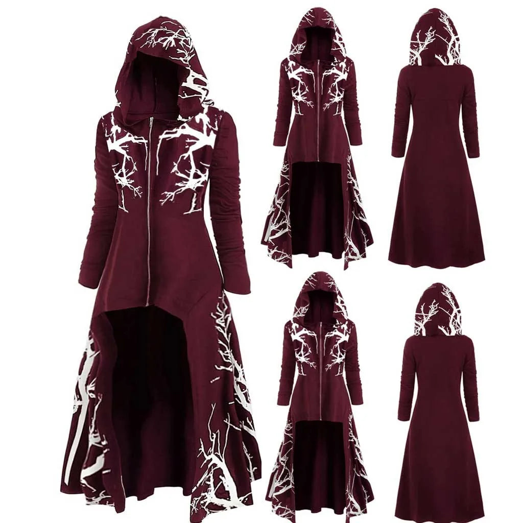 Fashion Unisex Adult Men Women 3D Print Medieval Hooded Cape Long Cloak Halloween Costume Coat Ponchos Cape Cloak Top Women