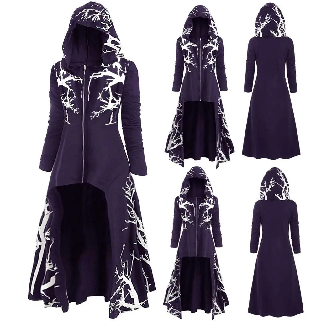 Fashion Unisex Adult Men Women 3D Print Medieval Hooded Cape Long Cloak Halloween Costume Coat Ponchos Cape Cloak Top Women