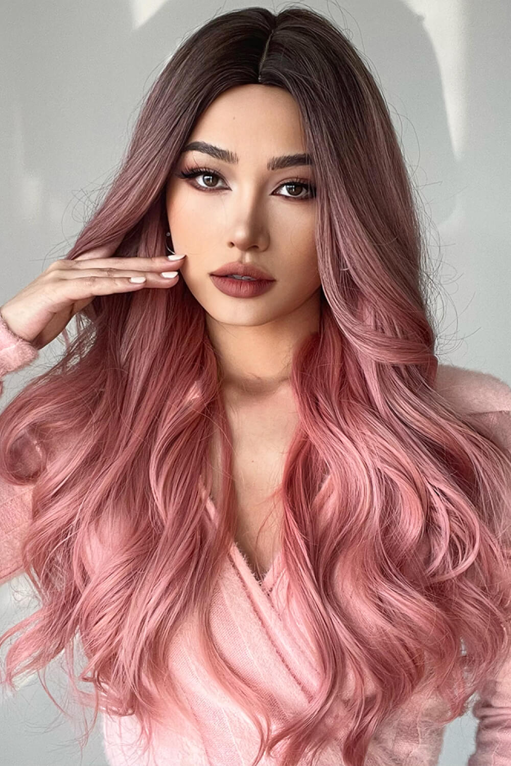 Fashion Wave Synthetic Long Wigs in Pink 26''