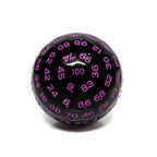 "Purple" Single 100 Sided Polyhedral Dice (D100) | Solid Black Color (45mm) Purple