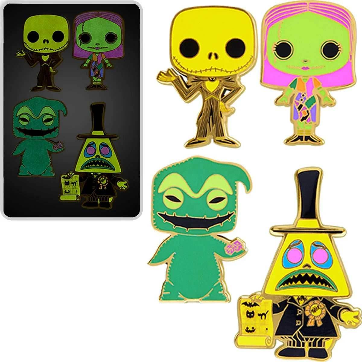 Funko Pin: The Nightmare Before Christmas Black Light Pin 4-Pack Set - 