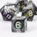 Compass Dice 7-Dice Set Clear w/ Moving Compass Inside Glitter Base Dnd - 