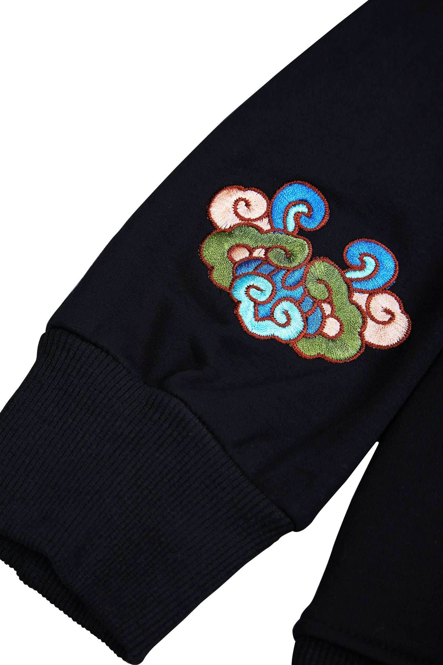 KH9232 Mountains Embroidery Hoodie - Black / S