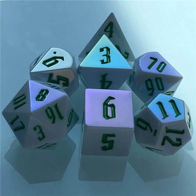 Spearmint White Colorful DND Dice (White&Green) 7-Dice - 