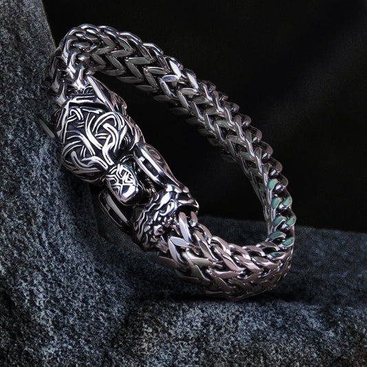 Fenrir Sun-Eater Loup de Ragnarok Bracelet | Bijoux Vikings en Acier