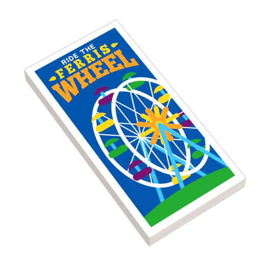 Ferris Wheel Amusement Park Poster (2x4 Tile) made using LEGO parts - B3 Customs