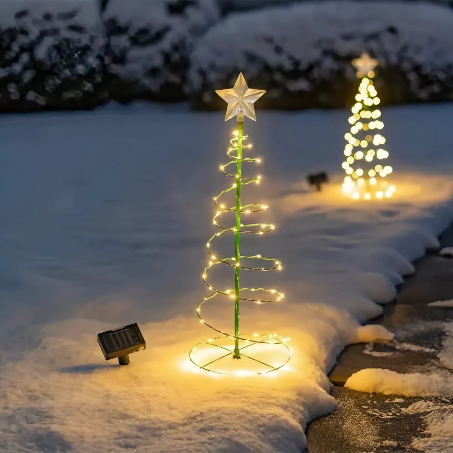 Festive Solar Christmas Tree Lights for Outdoor Garden Scene