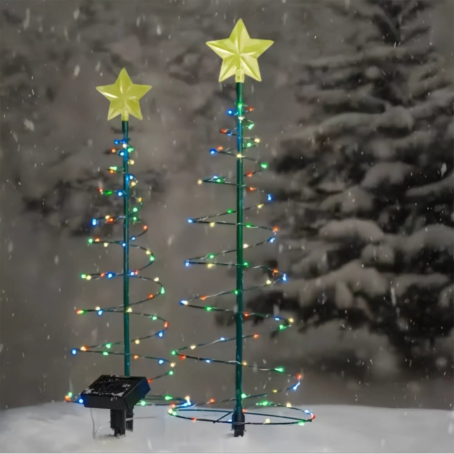 Festive Solar Christmas Tree Lights for Outdoor Garden Scene