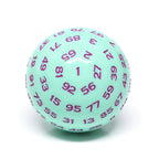 "Mint Rose" Single 100 Sided Polyhedral Dice (D100) | Mint  (45mm) Purple
