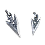 Mens Silver Weapon Necklace with Stone in Weapon Shape