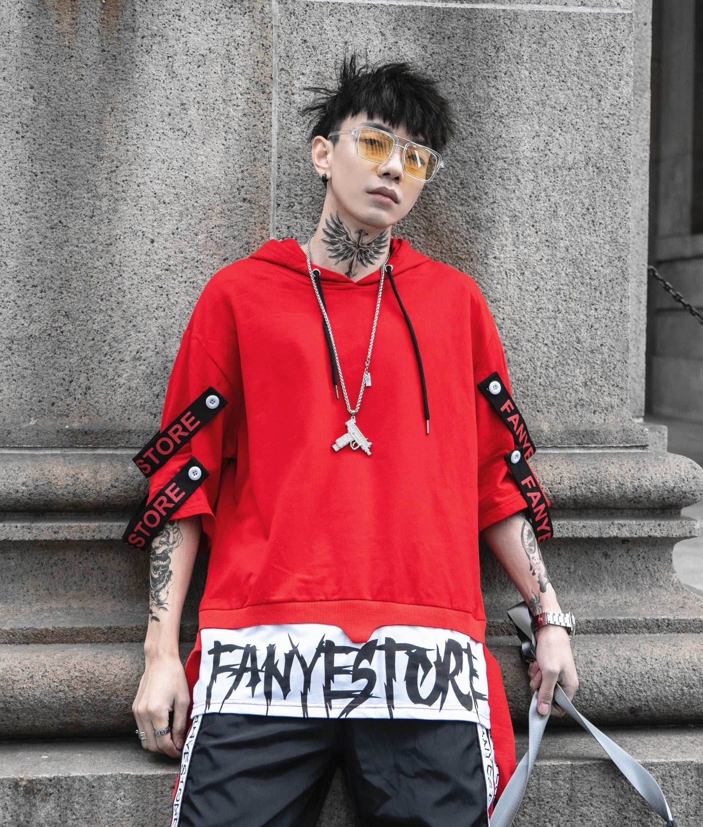 Red Solo Movement Short Sleeves Hoodie - Red / S