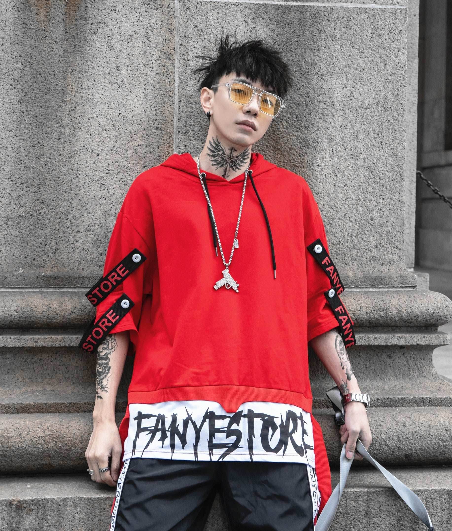 Red Solo Movement Short Sleeves Hoodie - Red / S